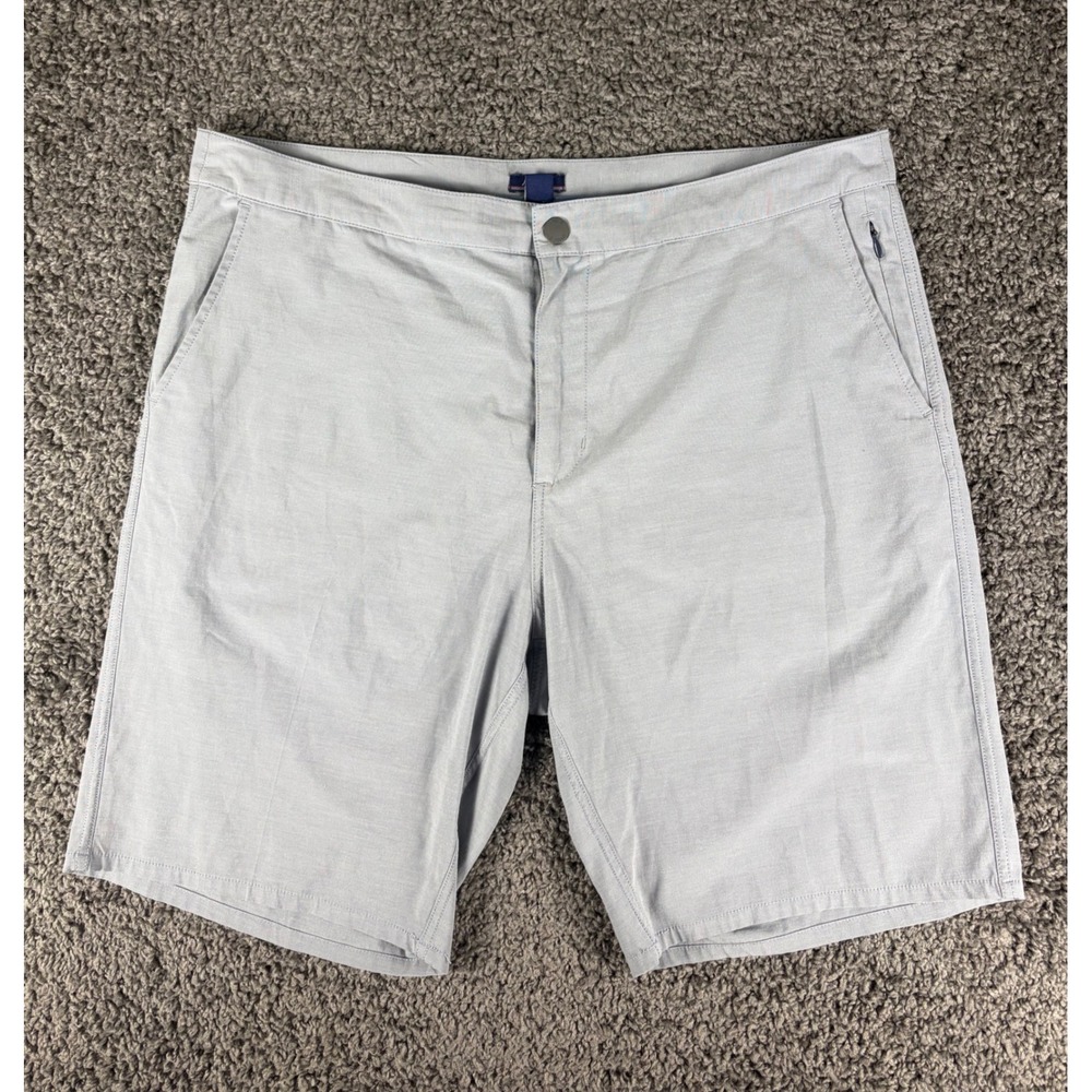 Johnnie-O Mens Hybrid Performance Shorts Light Gray Size 36 Stretch Casual Golf